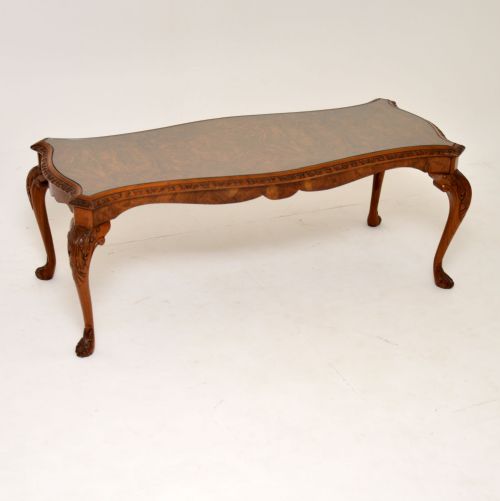 Antique Queen Anne Style Burr Walnut Coffee Table
