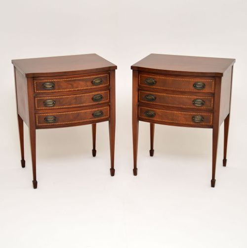 Pair of Antique Inlaid Mahogany Bedside or Side Tables
