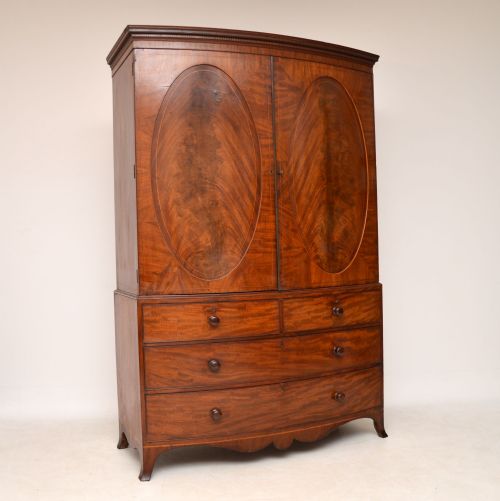Antique George III Bow Fronted Linen Press