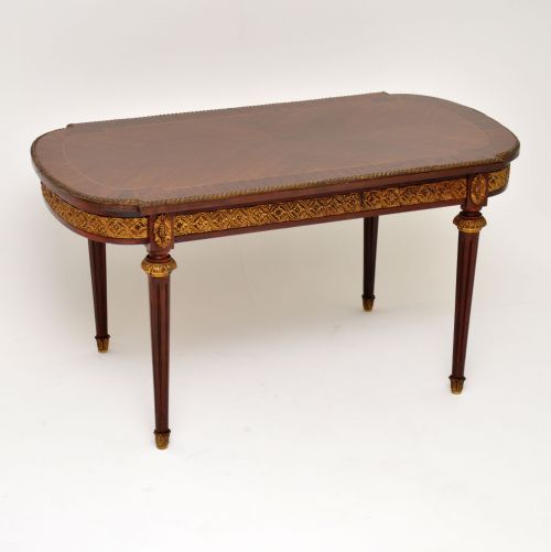 Antique French Inlaid King Wood Coffee Table