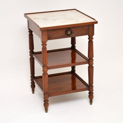 
Antique French Marble Top Mahogany Side Table