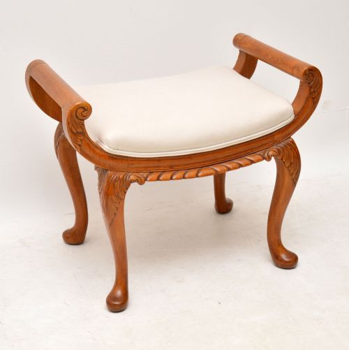 Antique Carved Walnut Gondola Stool