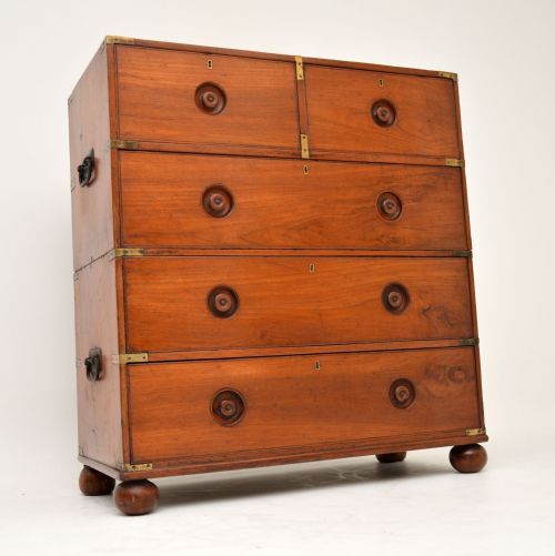 Antique Mahogany Military Campaign Chest of Drawers