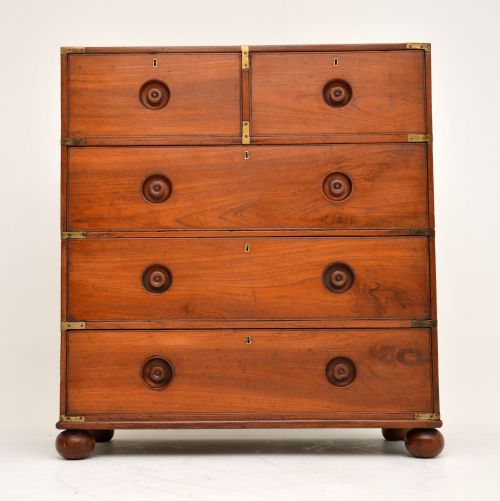fig 1. Antique Mahogany Military Campaign Chest of Drawers