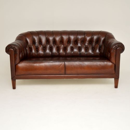 fig 1. Antique Swedish Leather Chesterfield Sofa