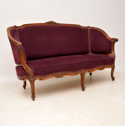 Antique French Carved Walnut Sofa