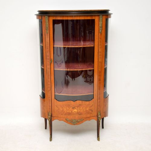 Antique French Inlaid Marquetry Display Cabinet