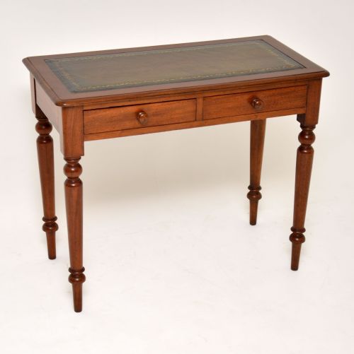 Antique Victorian Mahogany & Leather Writing Table / Desk