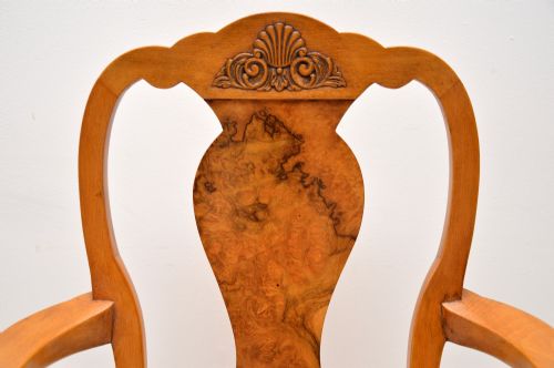 fig 1. Antique Queen Anne Burr Walnut Dining Table & 8 Chairs