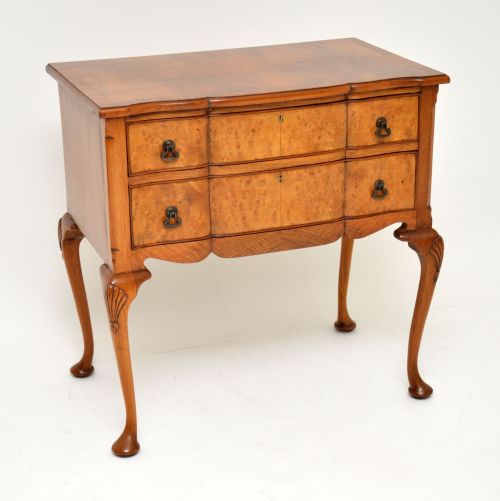 Antique Burr Walnut Low Boy Chest / Side Table