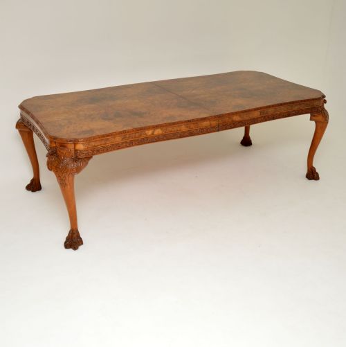 fig 1. Antique Carved Walnut Queen Anne Dining Table & 8 Chairs