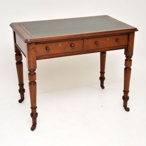 Antique Victorian Mahogany Leather Top Writing Table