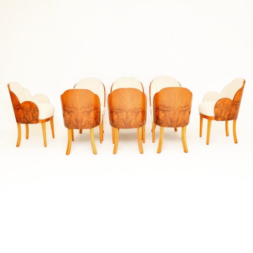 Set of 8 Art Deco Walnut Cloud Back Dining Chairs by Epstein