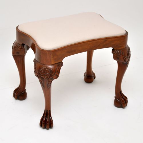 Antique Carved Walnut Stool