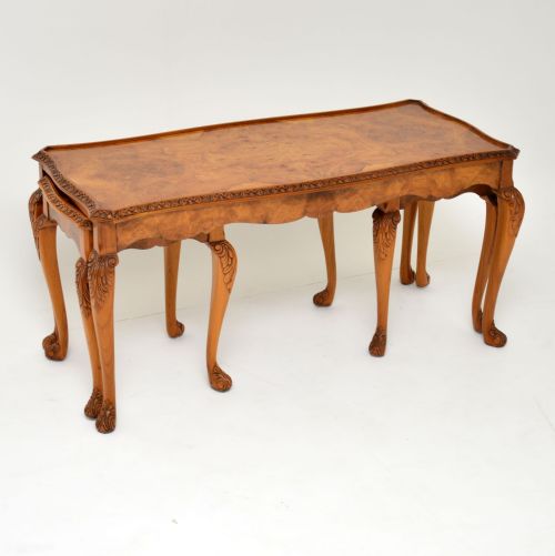 Antique Queen Anne Style Walnut Nesting Coffee Table