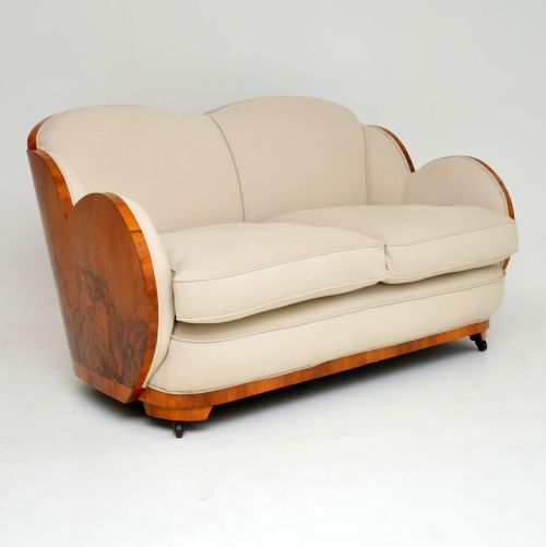 Art Deco Walnut Cloud Back Sofa by Epstein