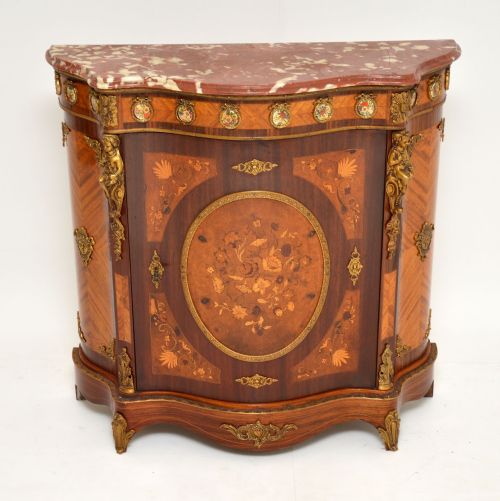 fig 1. Antique French Inlaid Marquetry Marble Top Cabinet