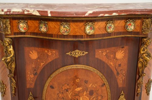 fig 2. Antique French Inlaid Marquetry Marble Top Cabinet