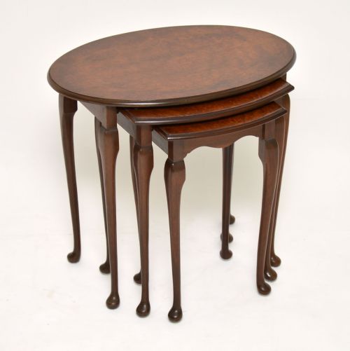 Antique Burr Walnut Nest of 3 Tables