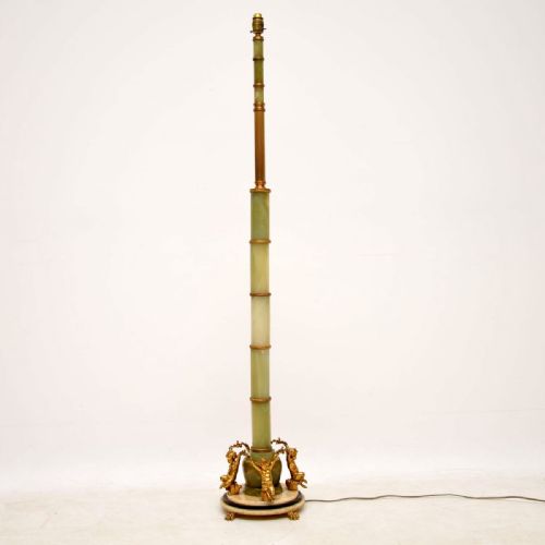 Antique French Gilt Metal & Onyx Floor Lamp
