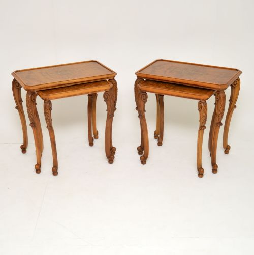 Pair of Antique Burr Walnut Nesting Side Tables