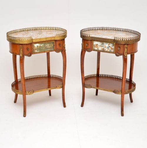 Pair of Antique French Marble Top Side Tables