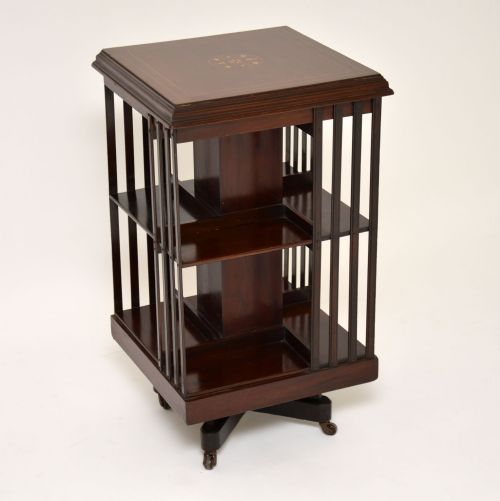 Antique Inlaid Mahogany Revolving Bookcase