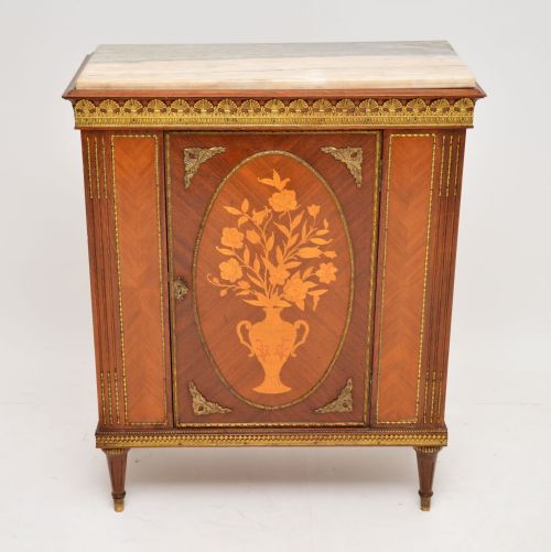 fig 1. Antique French Inlaid Marquetry Marble Top Cabinet