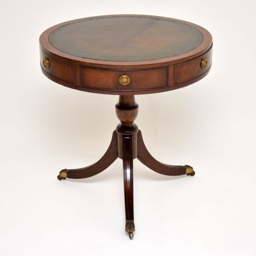 Antique Regency Style Mahogany & Leather Drum Table
