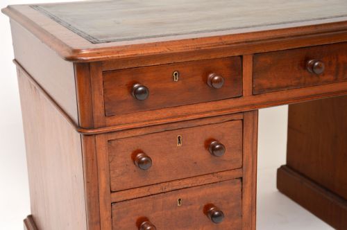 fig 1. Antique Victorian Mahogany Leather Top Pedestal Desk