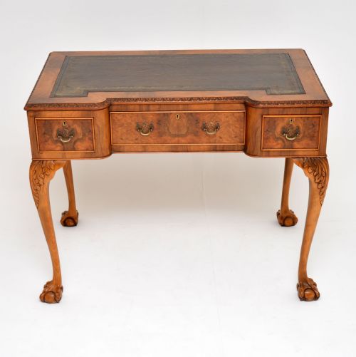 fig 1. Antique Burr Walnut Leather Top Desk