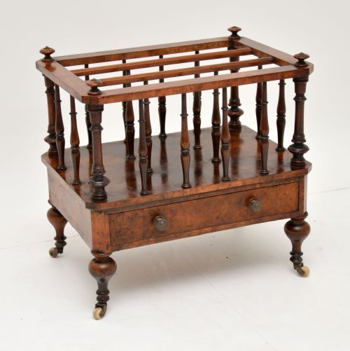 Antique Victorian Burr Walnut Canterbury Magazine Stand