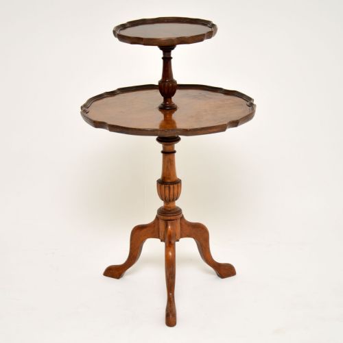 Antique Figured Walnut Two Tier Table
