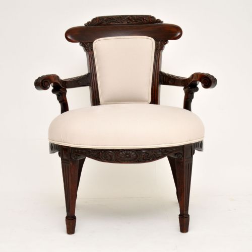 fig 1. Antique Edwardian Carved Mahogany Armchair
