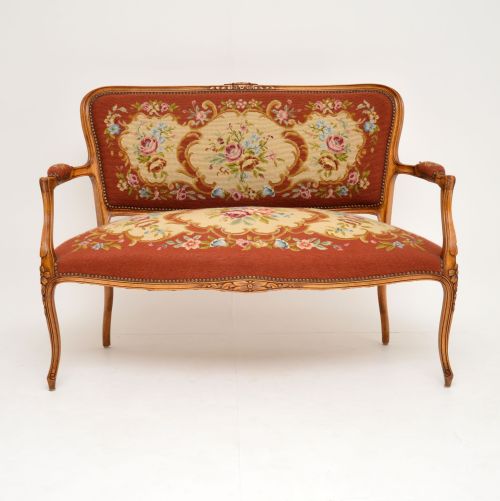 Antique French Needlepoint Salon Two Seater Sofa
