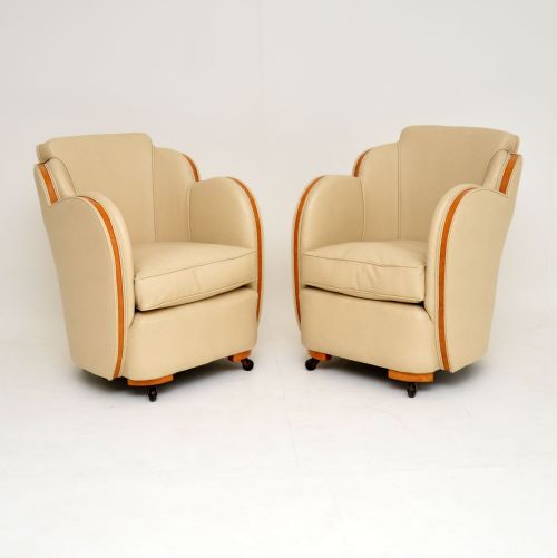 Pair of Original Art Deco Cloud Back Armchairs by Epstein