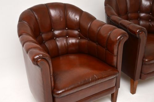 fig 2. Pair of Antique Swedish Leather Armchairs