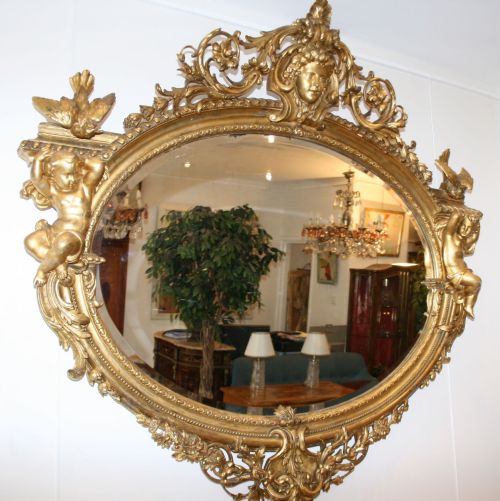 fig 1. Large Antique French Gilt Wood Mirror
