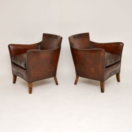 fig 1. Pair of Antique Swedish Leather Armchairs
