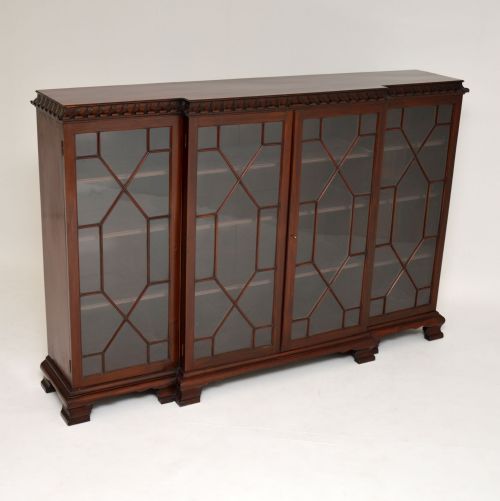 Antique Mahogany Chippendale Style Breakfront Dwarf Bookcase