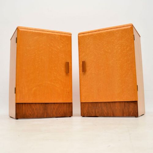 1930’S Pair of Art Deco Maple & Walnut Bedside Cabinets