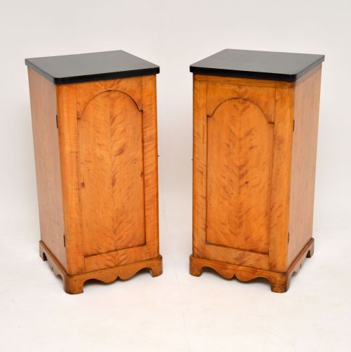 Pair of Antique Swedish Satin Birch Bedside Cabinets