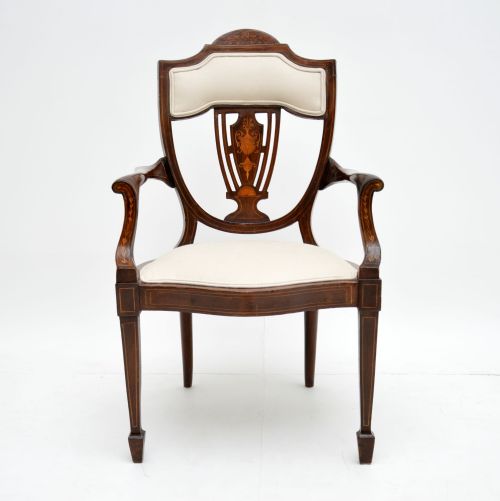 fig 1. Antique Edwardian Inlaid Mahogany Armchair