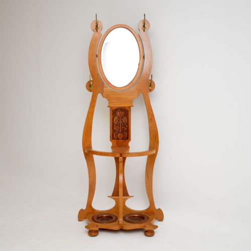 fig 1. Antique Art Nouveau Light Oak Hall Stand