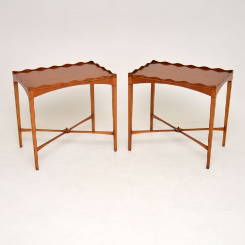 Pair of Antique Sheraton Style Satin Wood Side Tables