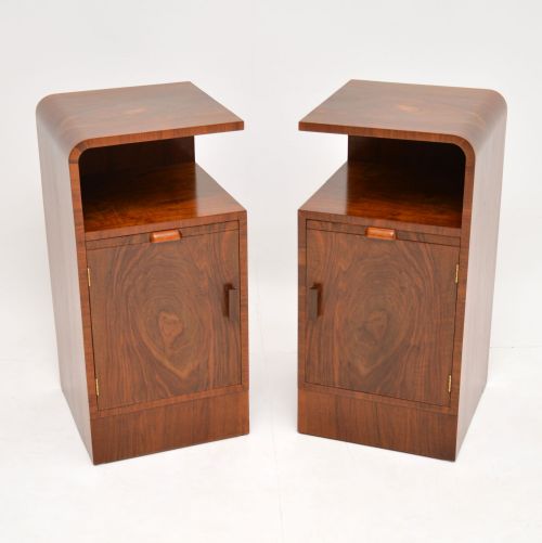 1920’S Pair of Art Deco Walnut Bedside Cabinets