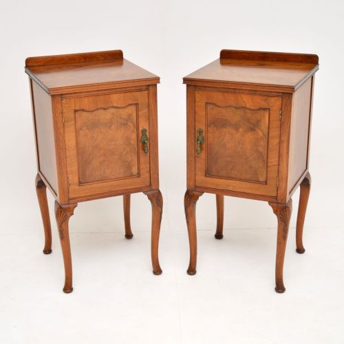Pair of Antique Walnut Bedside Cabinets