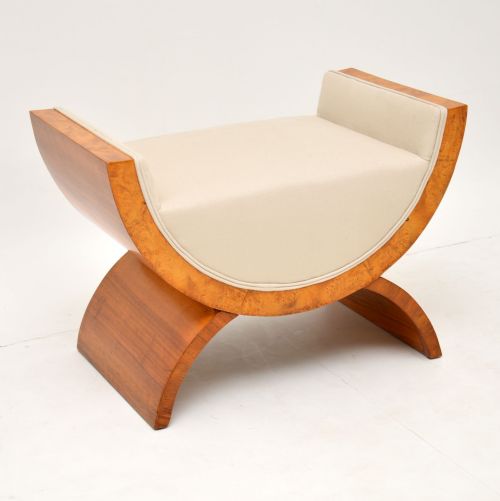 1920’S Vintage Art Deco Walnut Stool