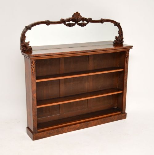 fig 2. Pair of Antique Victorian Burr Walnut Mirrored Bookcases