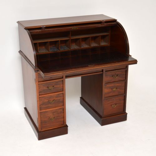 Antique Victorian Mahogany Cylinder Top Desk